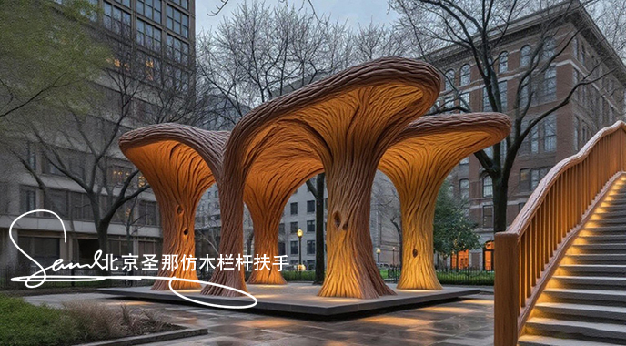 jimeng-2025-06-25-1875-正在施工制作的旅游區樓梯室外安全圍欄設計制作過程，美工正在施工制作，先用鋼筋焊接....jpeg