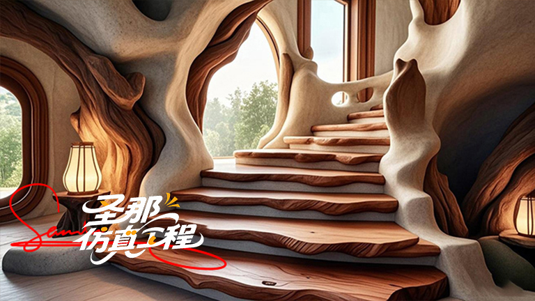 水泥仿木樓梯